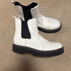 White Leather Chelsea Boots